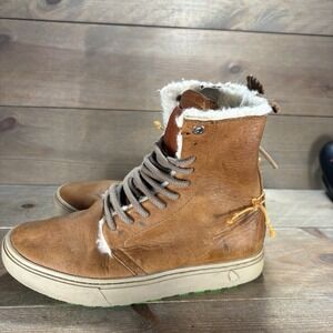 satorisan waraku womens size 36 shoes brown leather fur lined snow boots
